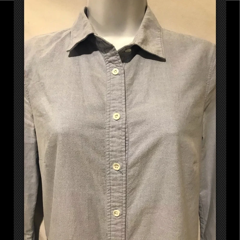 J CREW Color Block Oxford Boy Shirt Chambray Blue Button Down